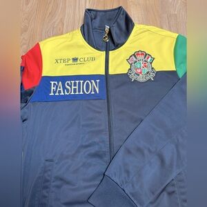 Xtep Fashion Soccer Jacket Men’s M Navy/Yellow/Green/Red Full Zip Track Jacket
